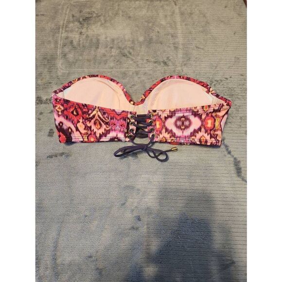 Victoria's Secret Swim 34C Strapless Twist Bandeau Bikini Top Lace Up Back - Picture 2 of 3